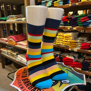 TOPANGA SOCKS Men's　ランダムボーダーソックス　マルチ　靴下　メンズソックス　スニーカー　足元ファッション　プチギフト　クルーソックス