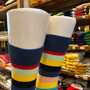 TOPANGA SOCKS Men's　ランダムボーダーソックス　マルチ　靴下　メンズソックス　スニーカー　足元ファッション　プチギフト　クルーソックス