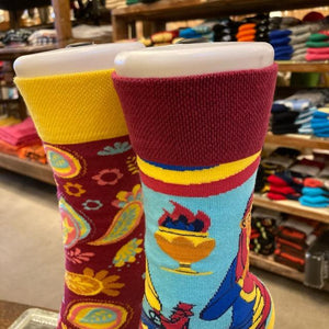 TOPANGA SOCKS Lady's　アシンメトリーソックス　Thailand　ブルー　レッド　ペイズリー　ファッション　レディース　靴下　ユニーク　プチギフト