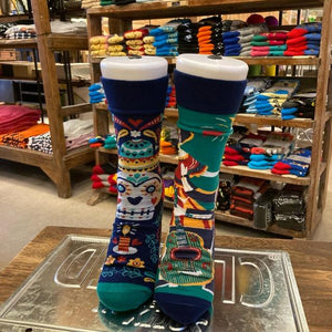 TOPANGA SOCKS Lady's　アシンメトリーソックス　フリーダとカラベラ　グリーン　ネイビー　メキシコ　ファッション　レディース　靴下　ユニーク　プチギフト