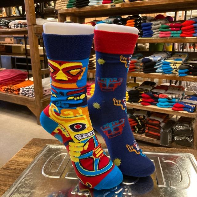 TOPANGA SOCKS Lady's　アシンメトリーソックス　Bali　ネイビー　ブルー　バリ島　ファッション　レディース　靴下　ユニーク　プチギフト