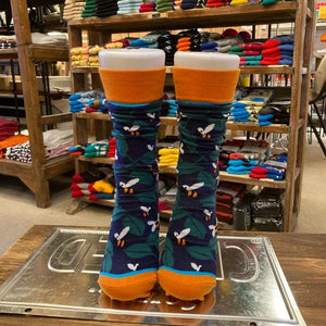 TOPANGA SOCKS Lady's　アートソックス　ハニーガーデン　ミツバチ　庭　ネイビー　オレンジ　ファッション　レディース　靴下　ユニーク　プチギフト