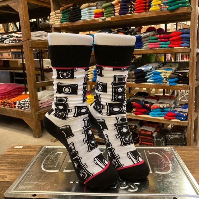 TOPANGA SOCKS Lady's　アートソックス　スナップ　カメラ　ホワイト　ブラック　ファッション　レディース　靴下　ユニーク　プチギフト