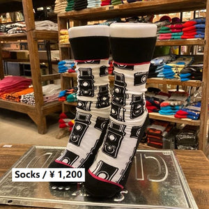 TOPANGA SOCKS Lady's　アートソックス　スナップ　カメラ　ホワイト　ブラック　ファッション　レディース　靴下　ユニーク　プチギフト