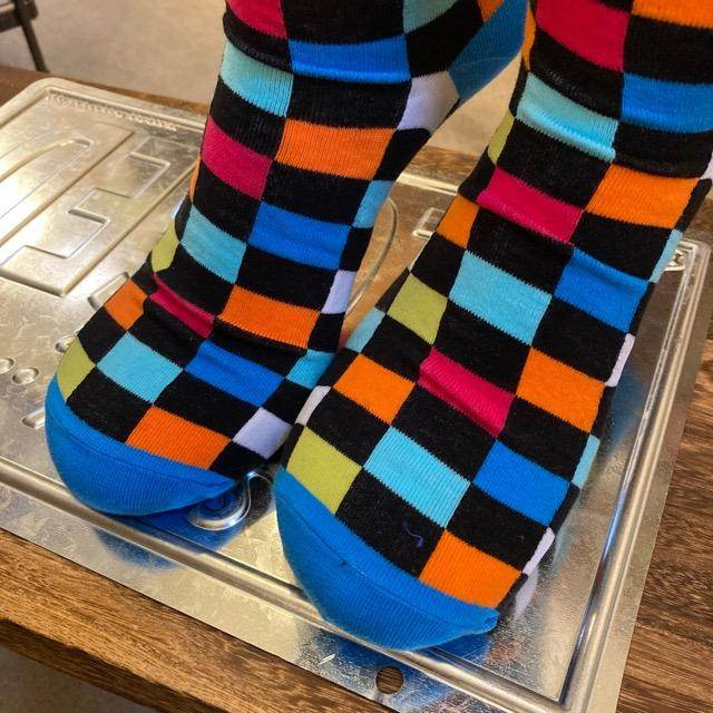 TOPANGA SOCKS Men's　クレイジーパターンソックス　オクトパス　ブルー　チェック　ブロックチェック　靴下　メンズソックス　派手ソックス　ハイソックス