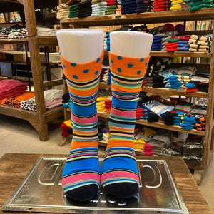 TOPANGA SOCKS Men's　クレイジーパターンソックス　マルチボーダー　ドット　カラフル　靴下　メンズソックス　派手ソックス　ハイソックス