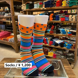 TOPANGA SOCKS Men's　クレイジーパターンソックス　マルチボーダー　ドット　カラフル　靴下　メンズソックス　派手ソックス　ハイソックス