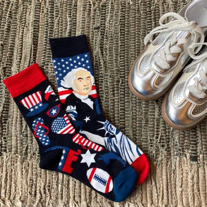 TOPANGA SOCKS Lady's　アシンメトリーソックス　USA　自由の女神　リンカーン　アメリカ　ファッション　レディース　靴下　ユニーク　プチギフト