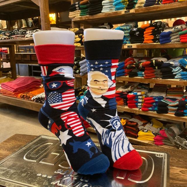 TOPANGA SOCKS Lady's　アシンメトリーソックス　USA　自由の女神　リンカーン　アメリカ　ファッション　レディース　靴下　ユニーク　プチギフト