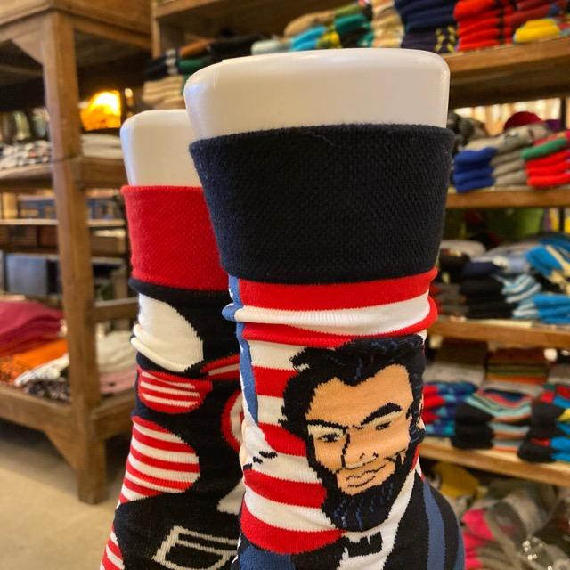 TOPANGA SOCKS Lady's　アシンメトリーソックス　USA　自由の女神　リンカーン　アメリカ　ファッション　レディース　靴下　ユニーク　プチギフト