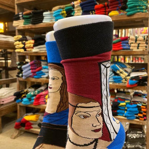 TOPANGA SOCKS Lady's　アシンメトリーソックス　ルネサンス　モナリザ　ダビンチ　聖母　絵画　マリア　ファッション　レディース　靴下　ユニーク　プチギフト