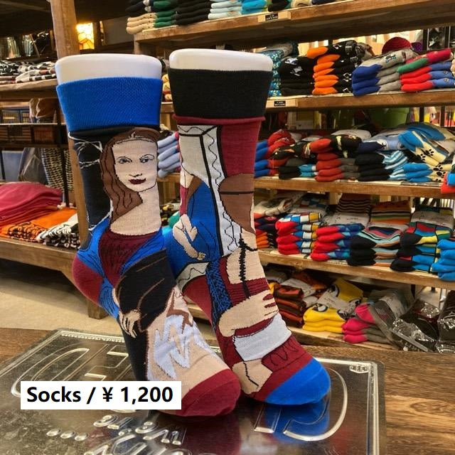 TOPANGA SOCKS Lady's　アシンメトリーソックス　ルネサンス　モナリザ　ダビンチ　聖母　絵画　マリア　ファッション　レディース　靴下　ユニーク　プチギフト