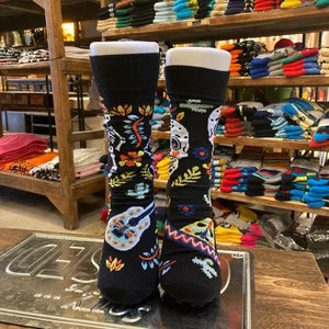 TOPANGA SOCKS Lady's　アシンメトリーソックス　カラベラ　サボテン　メキシコ　ブラック　ファッション　レディース　靴下　ユニーク　プチギフト