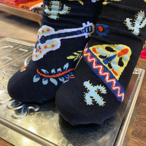 TOPANGA SOCKS Lady's　アシンメトリーソックス　カラベラ　サボテン　メキシコ　ブラック　ファッション　レディース　靴下　ユニーク　プチギフト