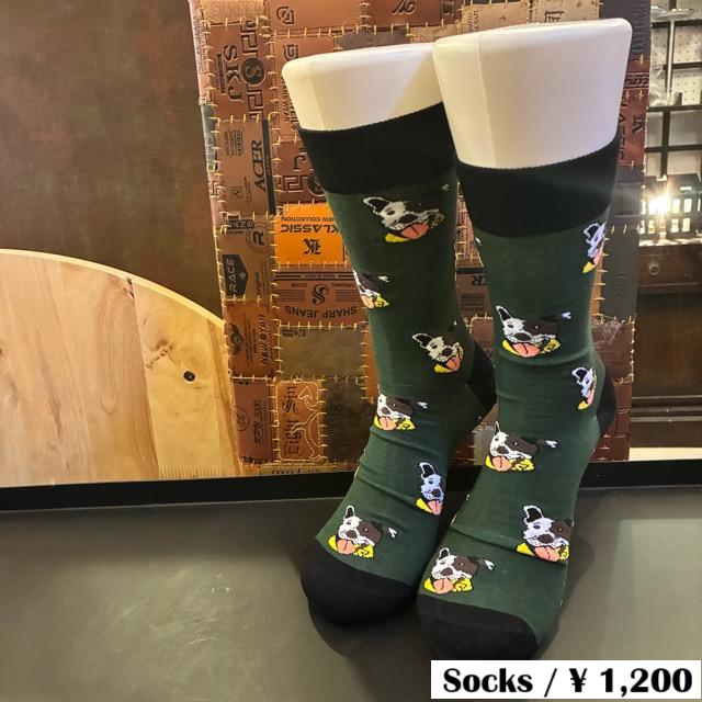 TOPANGA SOCKS Men's Art Socks Terrier Green　