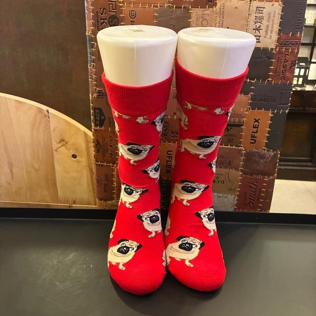 TOPANGA SOCKS Men's Art Socks Pug red