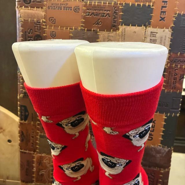 TOPANGA SOCKS Men's Art Socks Pug red