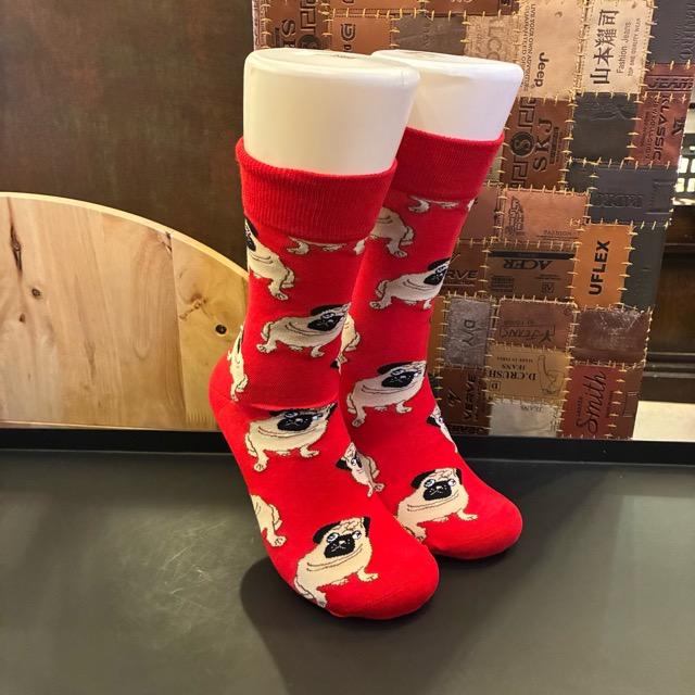 TOPANGA SOCKS Men's Art Socks Pug red