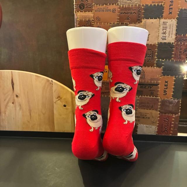 TOPANGA SOCKS Men's Art Socks Pug red