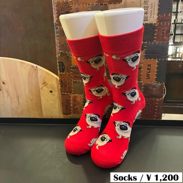 TOPANGA SOCKS Men's Art Socks Pug red