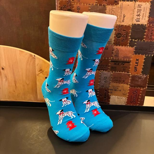 TOPANGA SOCKS Men's Art Socks Dalmatian Blue