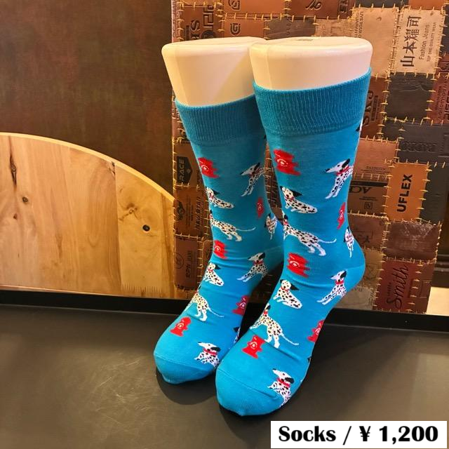 TOPANGA SOCKS Men's Art Socks Dalmatian Blue