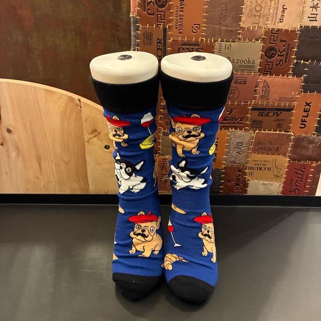 TOPANGA SOCKS Lady's　Art Socks France French bulldog Blue