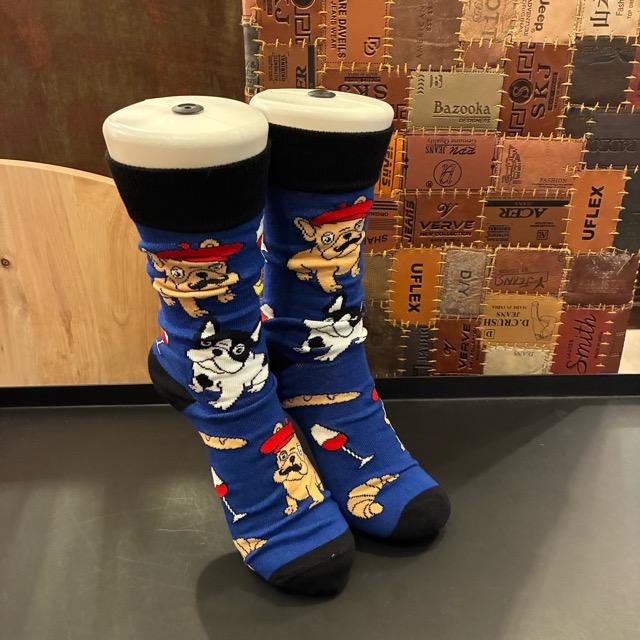 TOPANGA SOCKS Lady's　Art Socks France French bulldog Blue
