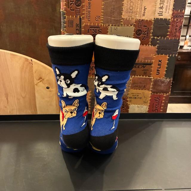 TOPANGA SOCKS Lady's　Art Socks France French bulldog Blue