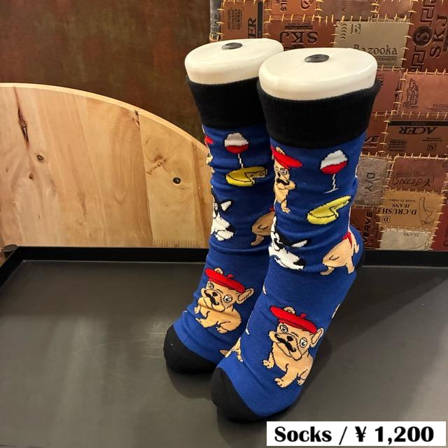 TOPANGA SOCKS Lady's　Art Socks France French bulldog Blue