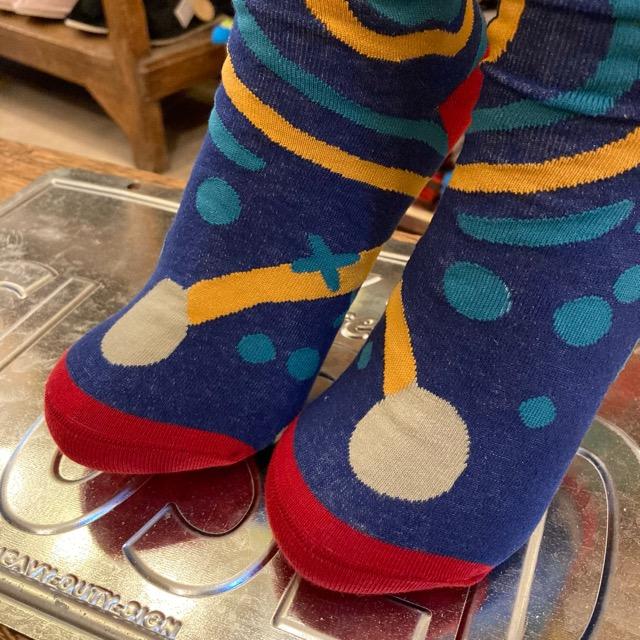 TOPANGA SOCKS Lady's　アートソックス　Spirit　グレー　ブルー　ファッション　レディース　靴下　ユニーク　プチギフト　アートソックス　クルーソックス