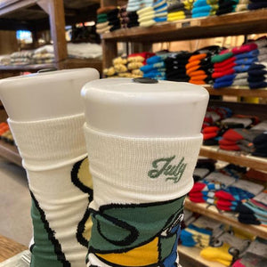 TOPANGA SOCKS Lady's　アートソックス　July　ホワイト　グリーン　ファッション　レディース　靴下　ユニーク　プチギフト　アートソックス　クルーソックス