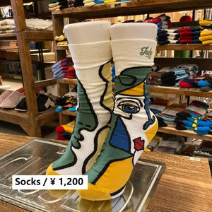 TOPANGA SOCKS Lady's　アートソックス　July　ホワイト　グリーン　ファッション　レディース　靴下　ユニーク　プチギフト　アートソックス　クルーソックス