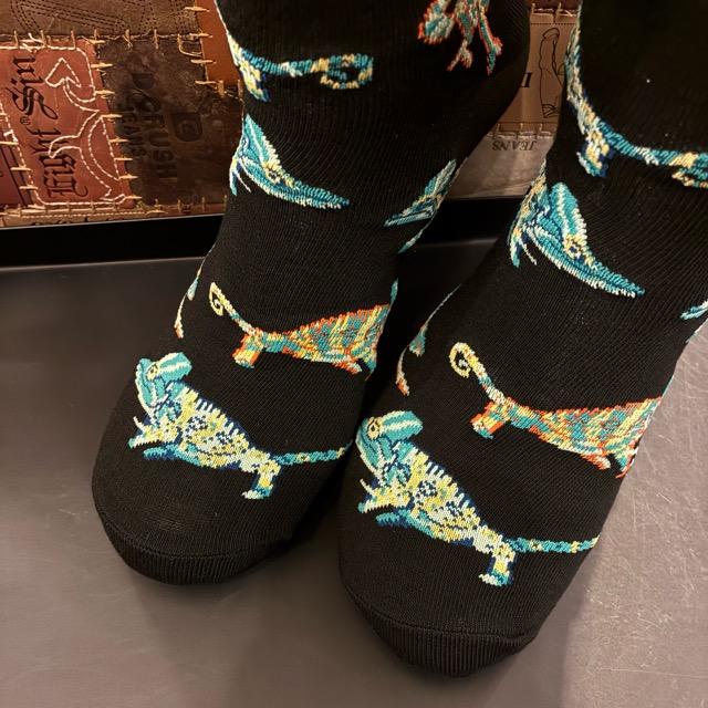 TOPANGA SOCKS Men's　Art Socks Chameleon　Black