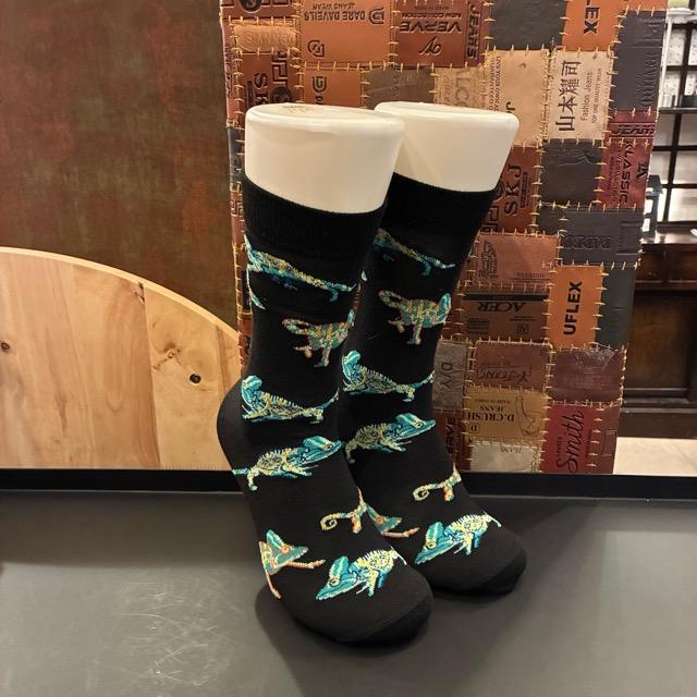 TOPANGA SOCKS Men's　Art Socks Chameleon　Black