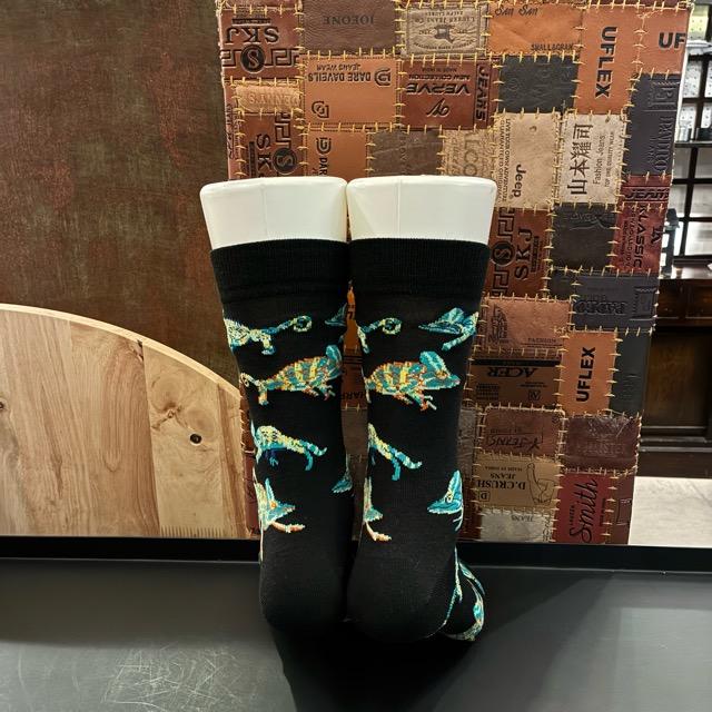 TOPANGA SOCKS Men's　Art Socks Chameleon　Black