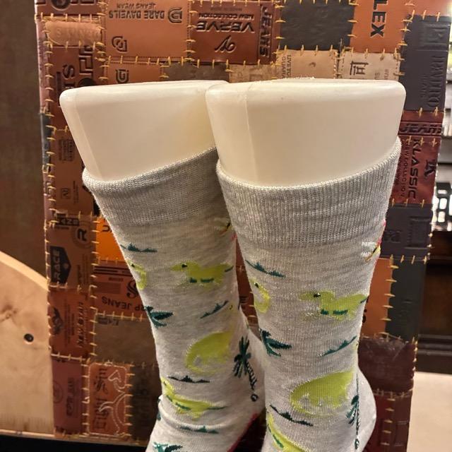 TOPANGA SOCKS Men's　Art Socks Dinosaur　Gray