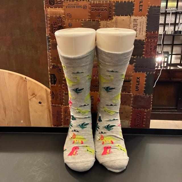 TOPANGA SOCKS Men's　Art Socks Dinosaur　Gray