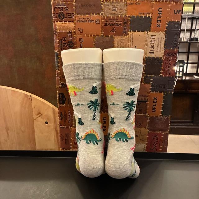TOPANGA SOCKS Men's　Art Socks Dinosaur　Gray