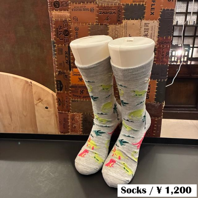 TOPANGA SOCKS Men's　Art Socks Dinosaur　Gray