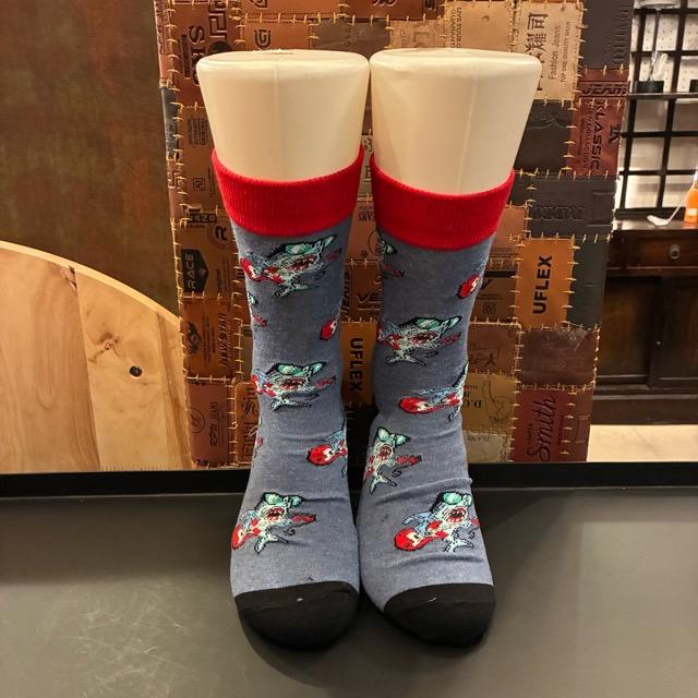 TOPANGA SOCKS Men's Art Socks Metal shark Blue