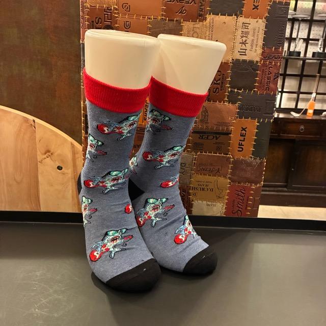 TOPANGA SOCKS Men's Art Socks Metal shark Blue