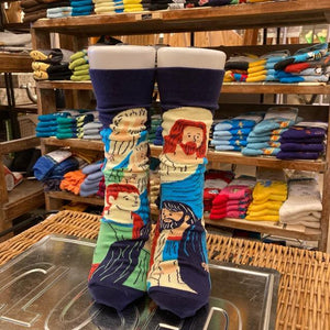 TOPANGA SOCKS Lady's　アシンメトリーソックス　イエスと12使徒　ネイビー　キリスト　靴下　ユニーク　プチギフト　クルーソックス