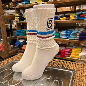 TOPANGA SOCKS Men's　Bリブソックス　ホワイト　スポーツ　ラフ　靴下　メンズソックス　派手ソックス　プチギフト