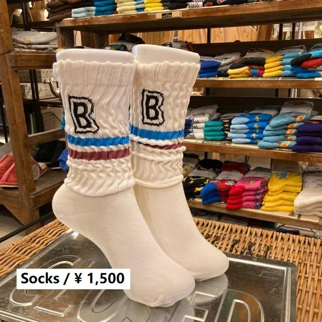 TOPANGA SOCKS Men's　Bリブソックス　ホワイト　スポーツ　ラフ　靴下　メンズソックス　派手ソックス　プチギフト