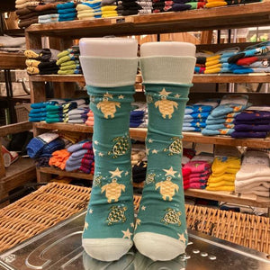 TOPANGA SOCKS Men's　ホシとカメソックス　グリーン　星　カメ　タートル　ウミガメ　靴下　メンズソックス　派手ソックス　プチギフト