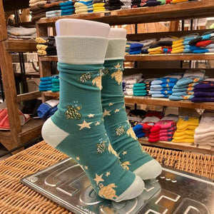 TOPANGA SOCKS Men's　ホシとカメソックス　グリーン　星　カメ　タートル　ウミガメ　靴下　メンズソックス　派手ソックス　プチギフト