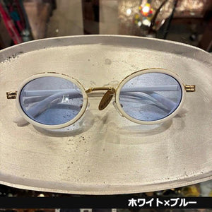 TOPANGA Accessory　ゴールドリムオーバルサングラス　全3色　ホワイト　オレンジ　べっ甲　伊達眼鏡　だてメガネ　レディース　メンズ　UV400