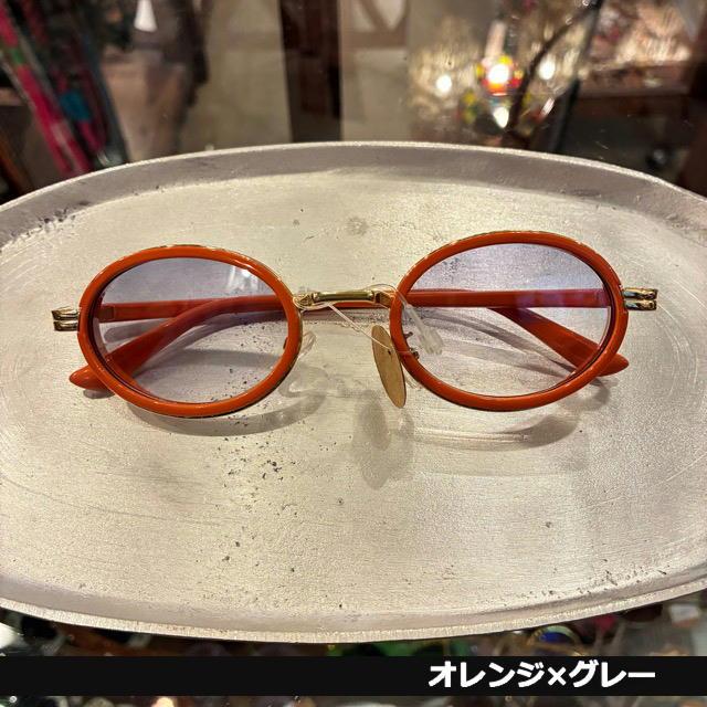 TOPANGA Accessory　ゴールドリムオーバルサングラス　全3色　ホワイト　オレンジ　べっ甲　伊達眼鏡　だてメガネ　レディース　メンズ　UV400