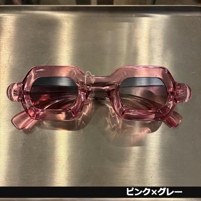 TOPANGA Accessory　チャンキーカラーヘキサゴンサングラス　全3色　ピンク　ブルー　べっ甲　伊達眼鏡　だてメガネ　レディース　メンズ　UV400